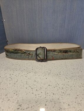 Vintage American Eagle Canvan Hawaiian Roller Buckle Belt